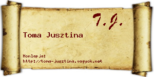 Toma Jusztina névjegykártya